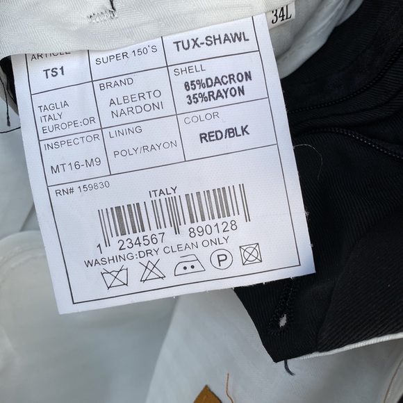 NWT 42L with 36W 3 piece Alberto Nardoni red tuxedo/suit w/black shawl l… - Picture 8 of 11